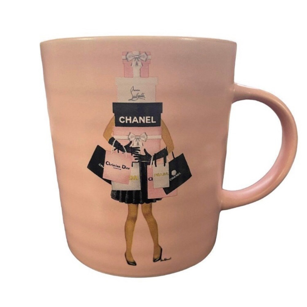 NWT Amanda Greenwood Art Coffee Mug cup pink shopping bag art